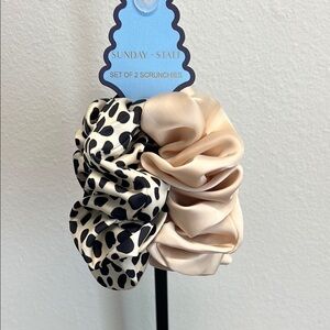 Sunday State | Leopard Print & Cream Scrunchie Set